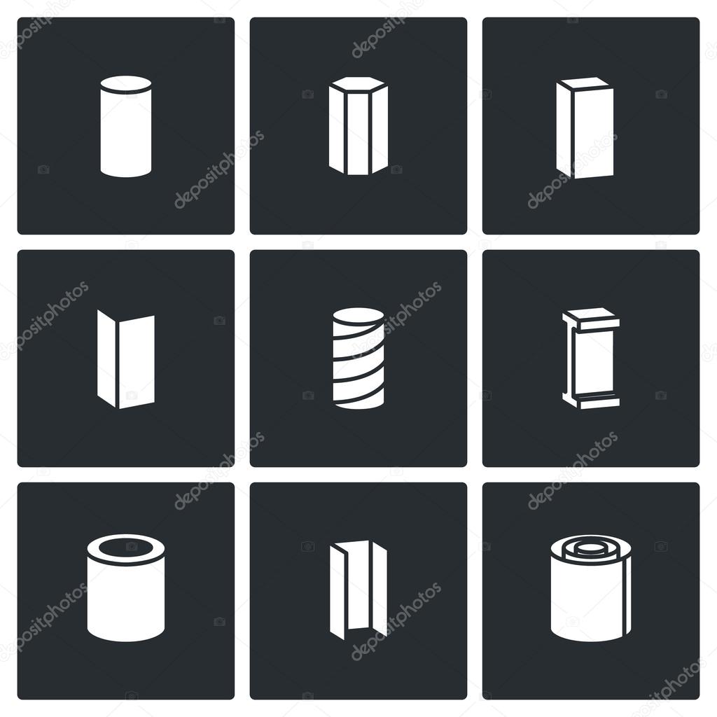 Metallurgical products Vector Icons Set
