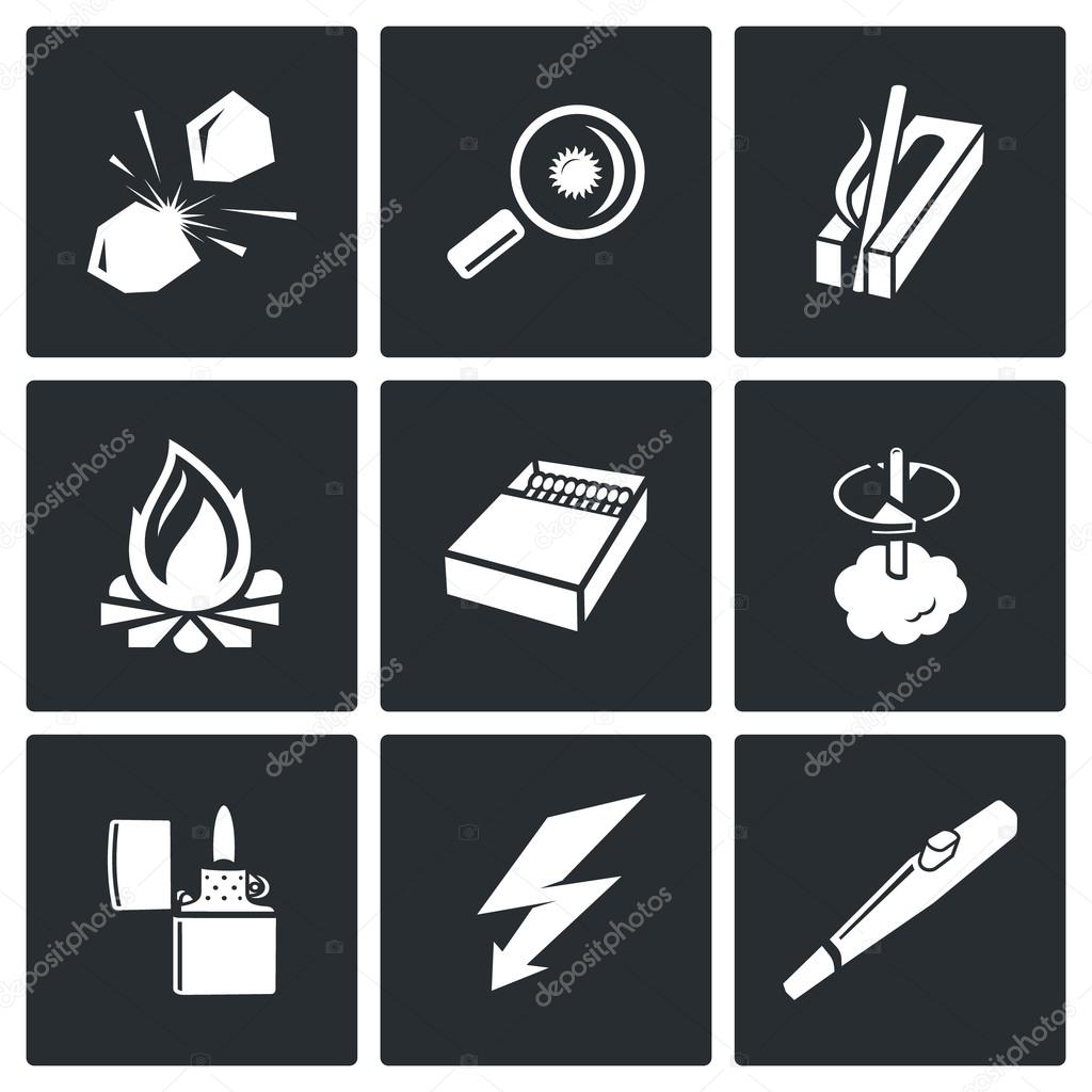 Make  fire,  fire source icons
