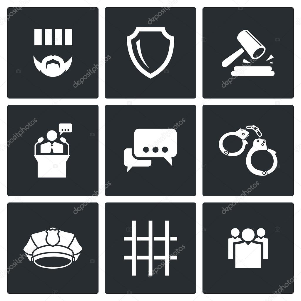 verdict of  court and detention icons