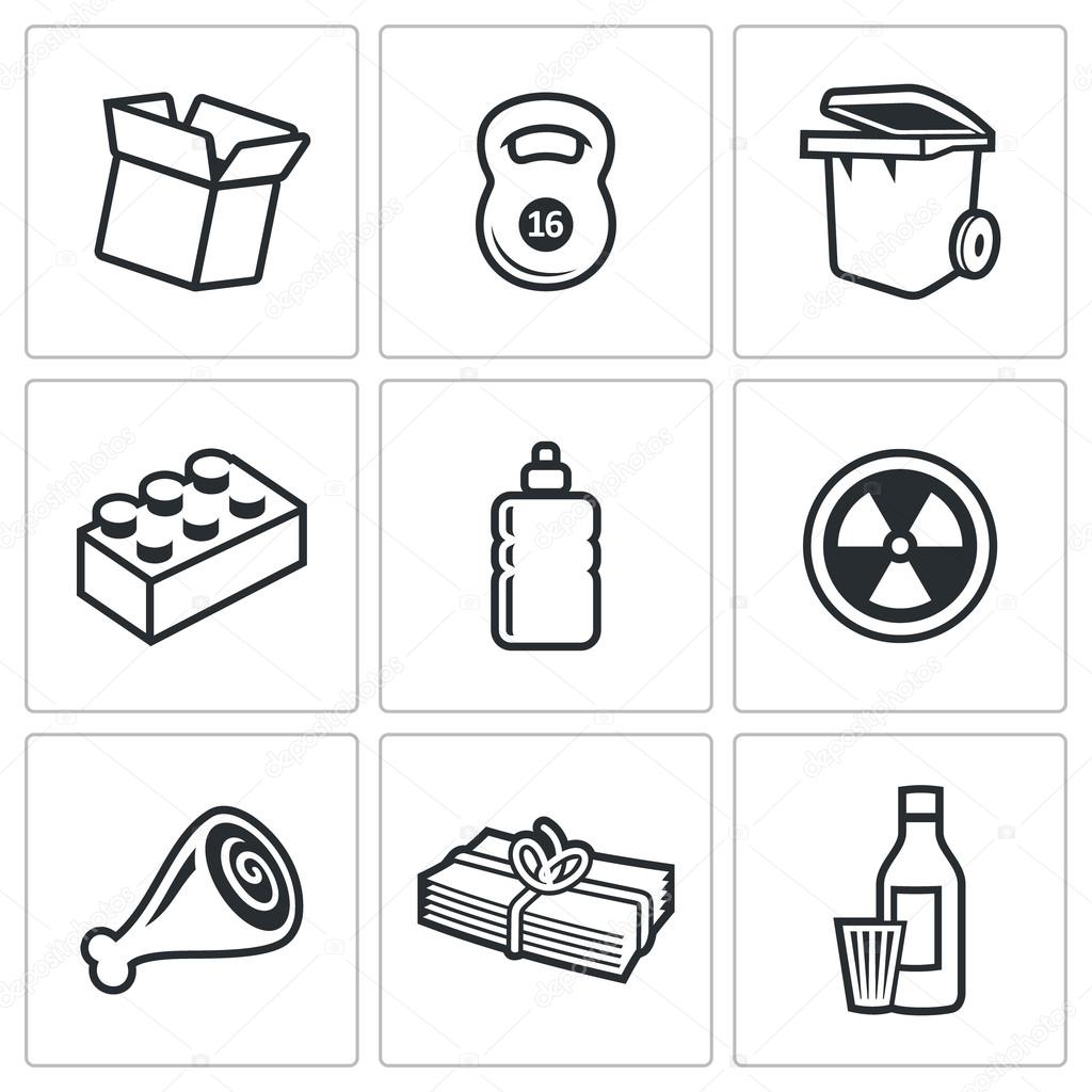 Waste and recycling Icons.