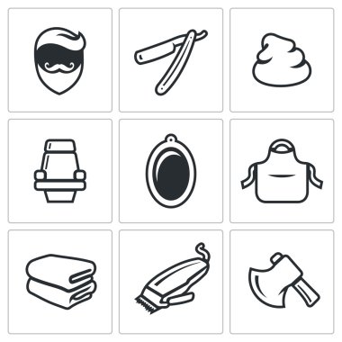 Erkek salon Icons set