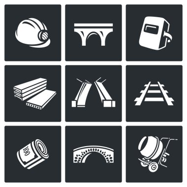 Köprü inşaat Icons set