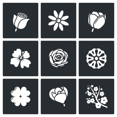 Çiçekler düz simgeler