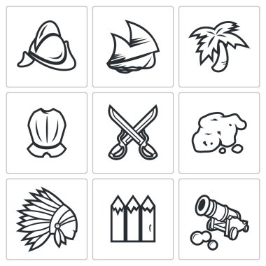 Fatihler, Kızılderililer ve altın Icons set