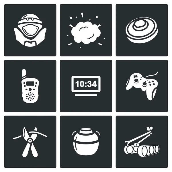 Demining equipment icons — Stock Vector