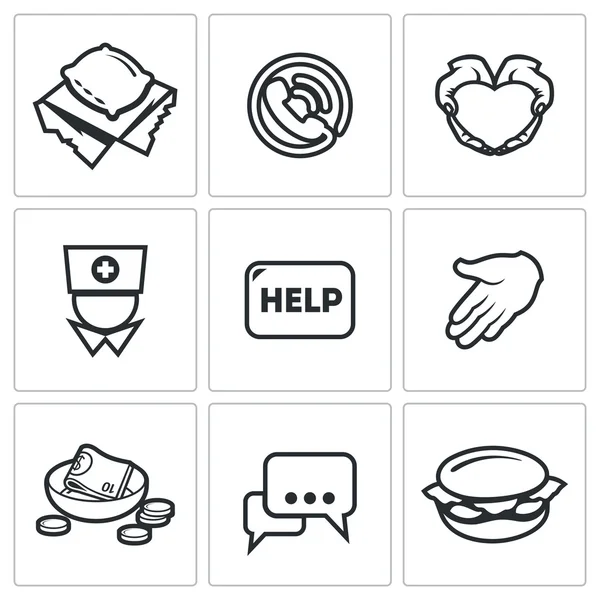 Charity icons set — Stock Vector