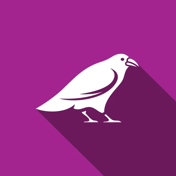 Icône corbeau blanc — Image vectorielle