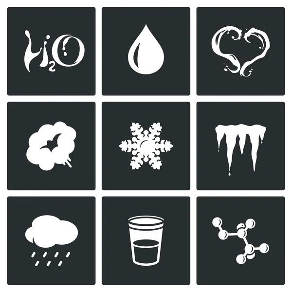 Physical states of water icons — Stock Vector