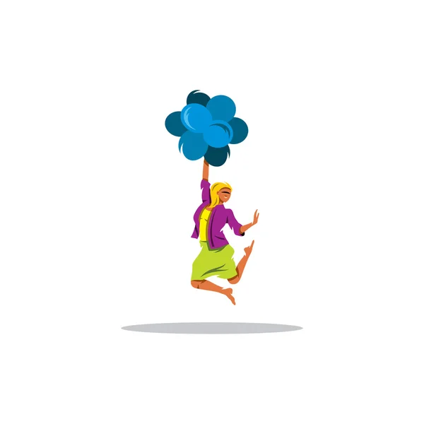 Femme sur boules d'air . — Image vectorielle