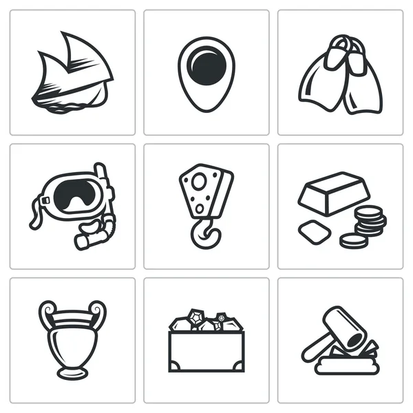 Treasure hunt icons — Stock Vector