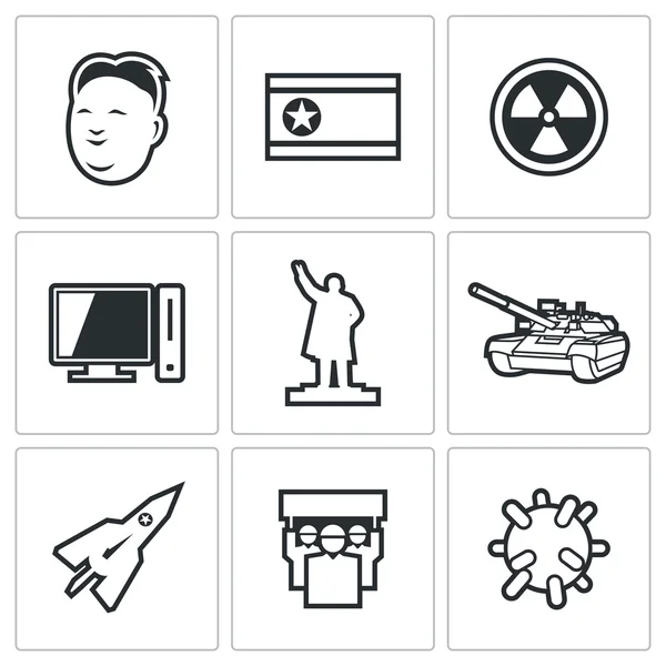 Nordkorea ikoner — Stock vektor