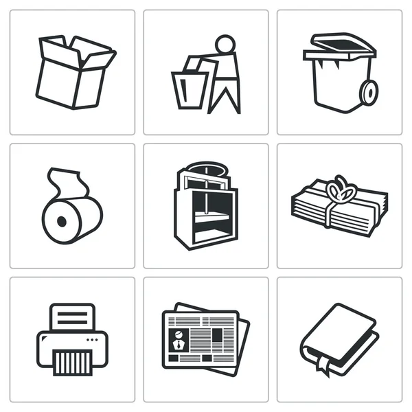 Waste paper Flat Icons — Stock Vector