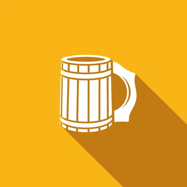 Piwo drewniany kubek ikona — Wektor stockowy