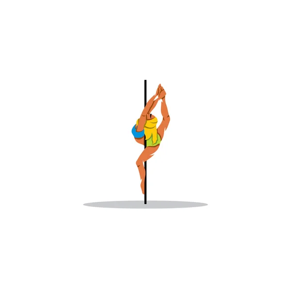 Hermosa bailarina en el poste . — Vector de stock