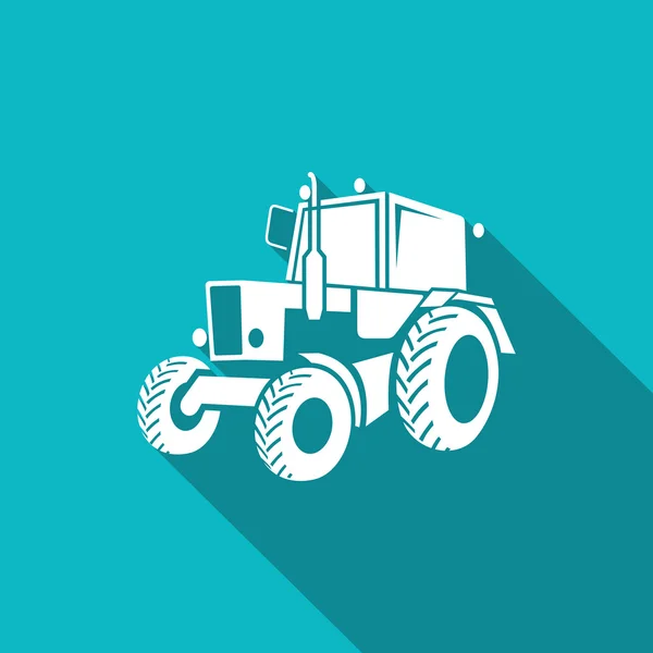 Icono tractor blanco — Archivo Imágenes Vectoriales