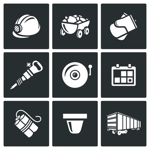 Mine Flat Icons — Stock Vector