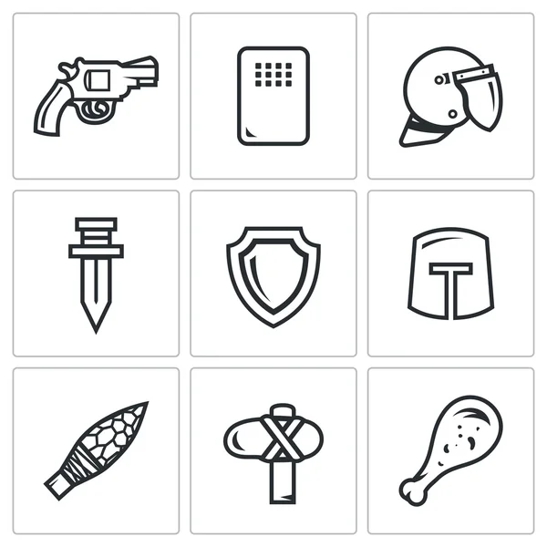 Evolution of weapons icons set — Stock Vector