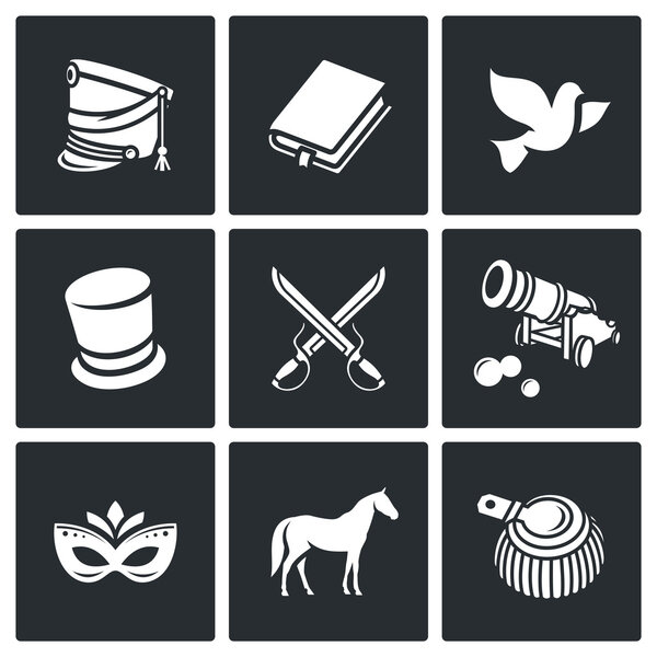 novel War and Peace icons set