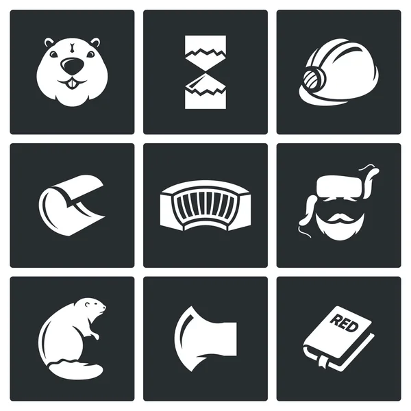 Conjunto de ícones Beavers —  Vetores de Stock