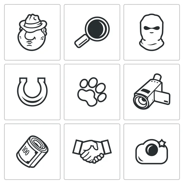 Conjunto de iconos detective — Vector de stock