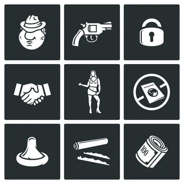 Crime and slave trade icons — Stock Vector