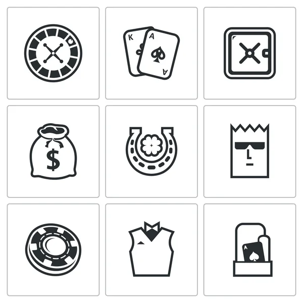 Casino plat pictogrammen collectie — Stockvector
