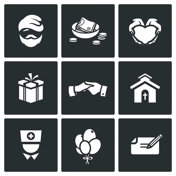 Iconen voor liefdadigheid — Stockvector