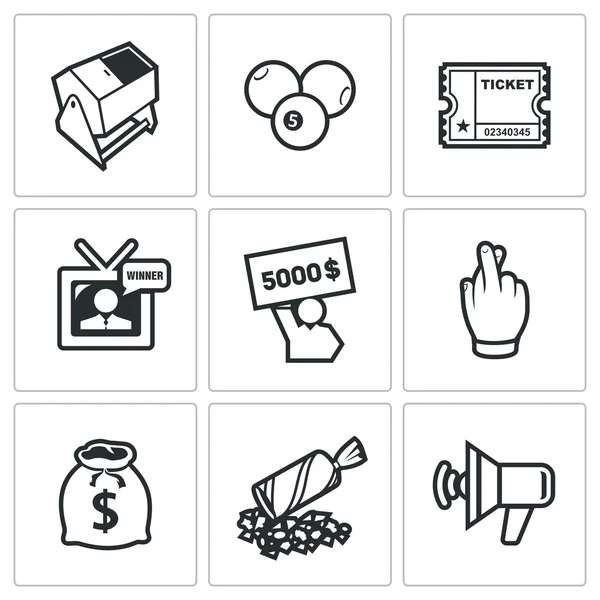 Lottery icons set Stock Vector