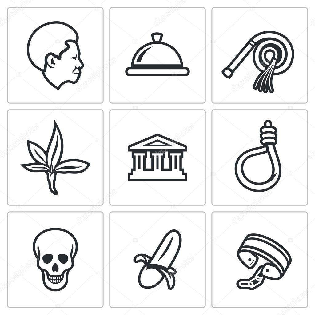 Slavery icons set