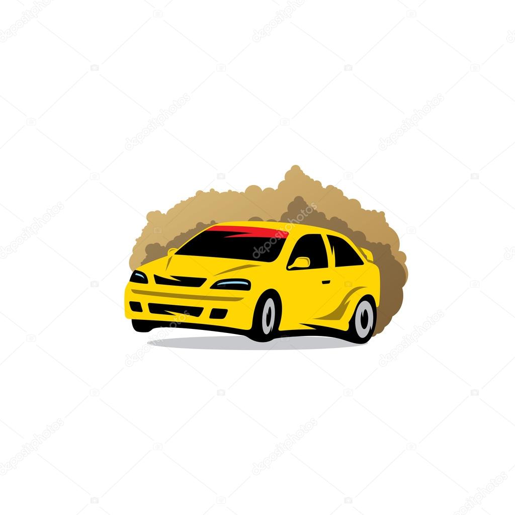 The racing car in the dust. Branding Identity Corporate logo design template Isolated on a white background