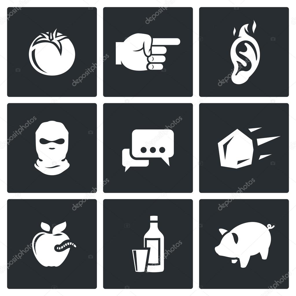 Shame, ridicule Flat Icons collection