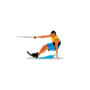 Athlete on board glides over waves clipart