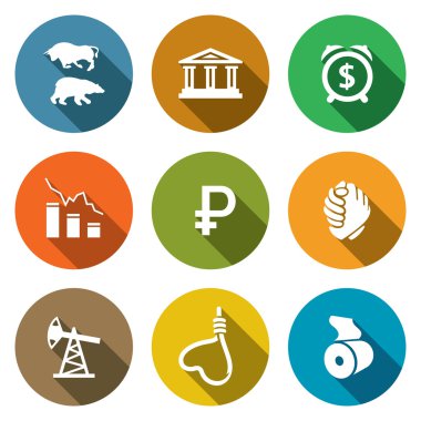 Para birimi devalüasyon Icons set