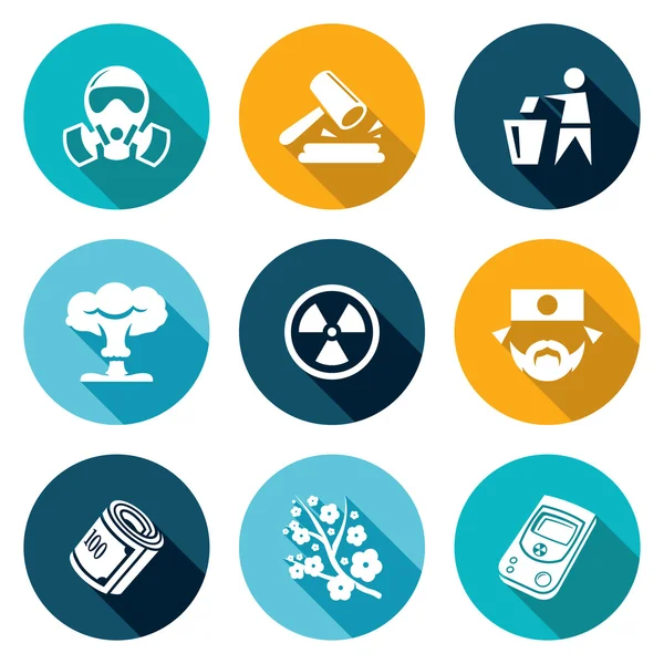 Nuclear Power in Japan Icons Set — Stock Vector