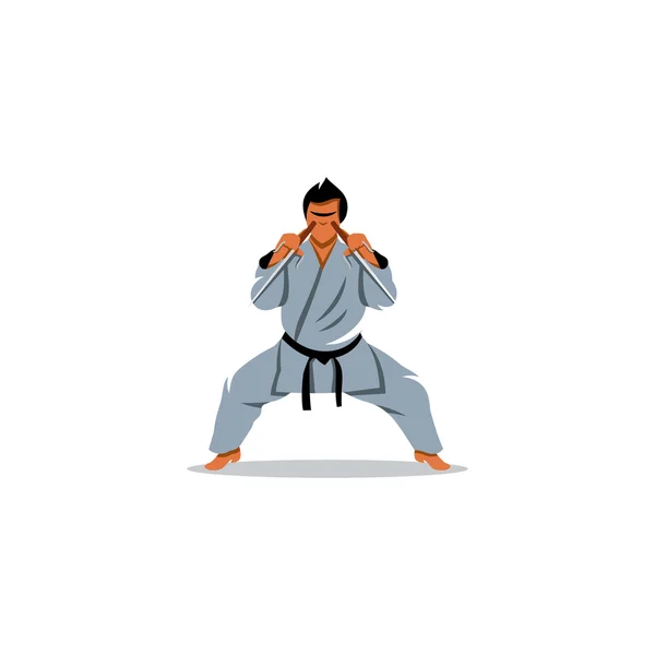 Karate de hombre en kimono — Vector de stock