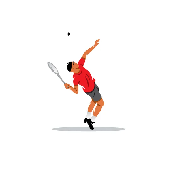 Korty tenisowe człowiek huśtawki uderzenia piłki — Wektor stockowy