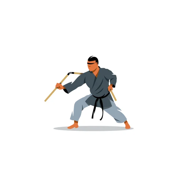 Kobudo japanese martial arts — Stock Vector