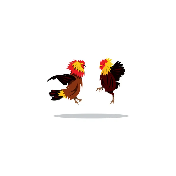 两只公鸡战斗在跳 — 图库矢量图片