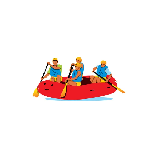 Quattro uomini Rafting River — Vettoriale Stock