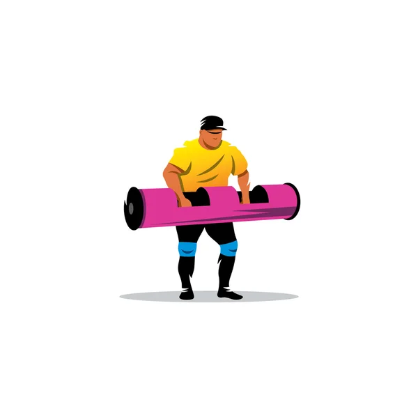 Potente musculoso hombre levantando pesas — Vector de stock