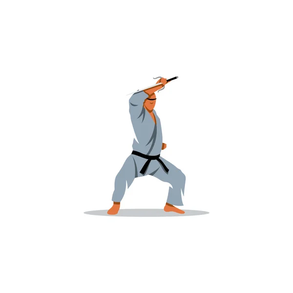 Karate de hombre en kimono — Vector de stock