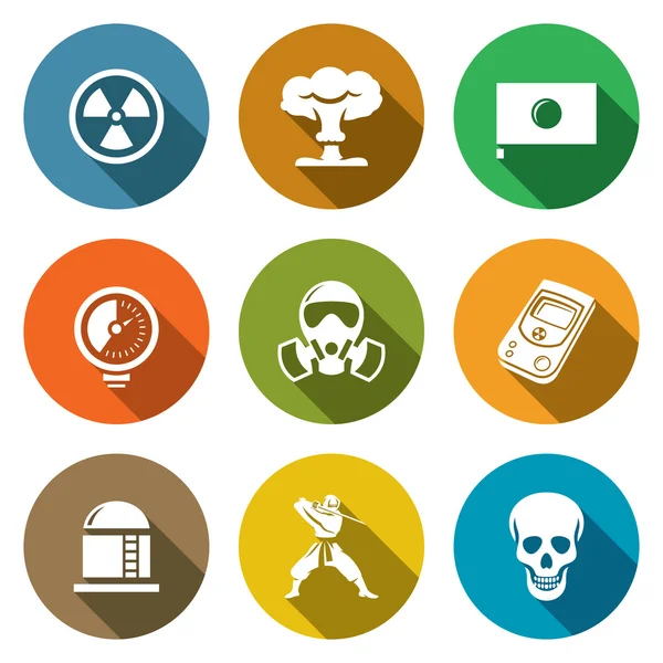Atomic Energy of Japan Icons Set — Stock Vector