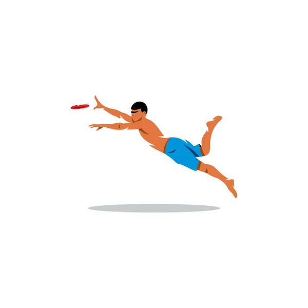 Atractivo hombre jugando frisby — Vector de stock