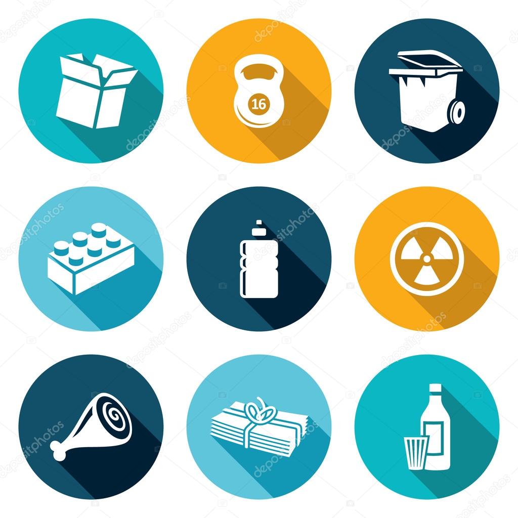 Waste and recycling Icons Set