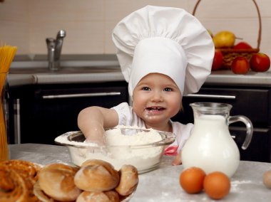 Çocuk chef şapka un kneads