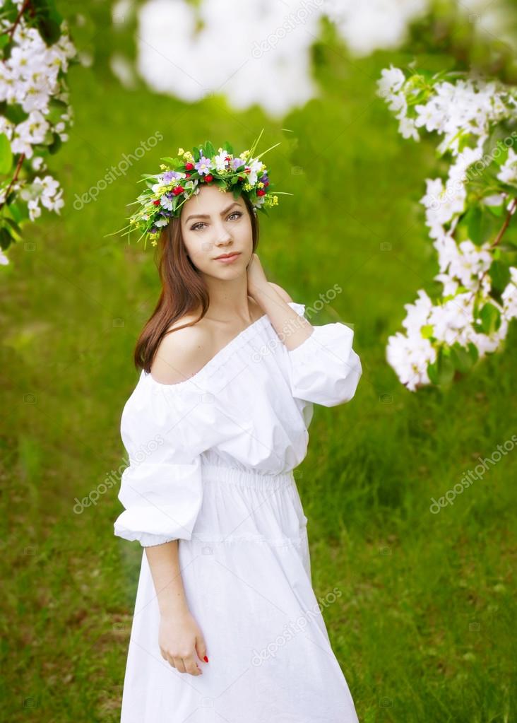 The girl in the flowered garden