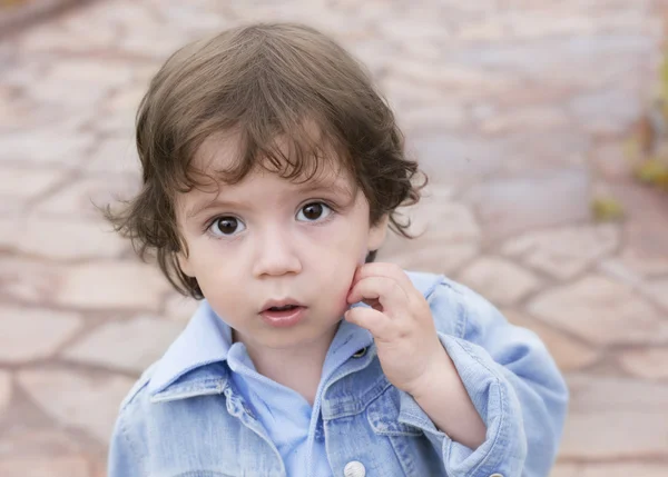 Surprised, anxious boy walking — Stock Photo, Image