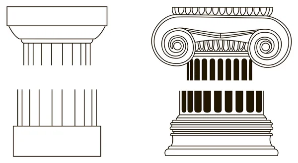 Set of old-style greece pillar column parts — Stock Vector