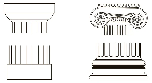 Set of old-style greece pillar column parts — Stock Vector