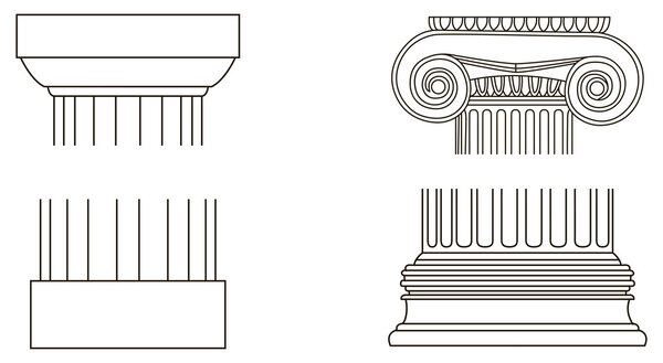 Набор элементов колонн из греческих колонн в старом стиле

